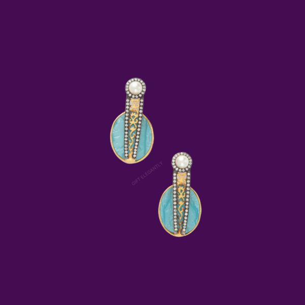 Pearl, turquoise blue earrings KER 127