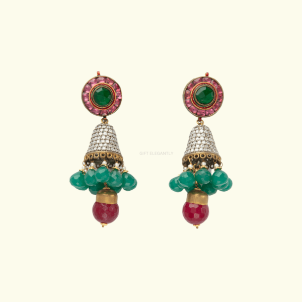 Pearls with green stone earrings KER 129