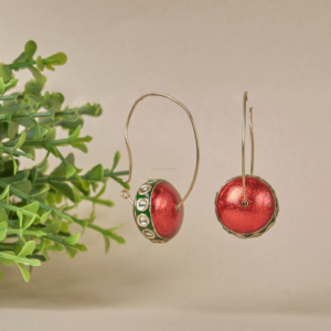 Crimson Verdant Hoop Earrings by Gift Elegantly. Red with a touch of green colour hoops from the casual wear collection. Ideal for everyday style or gifting.