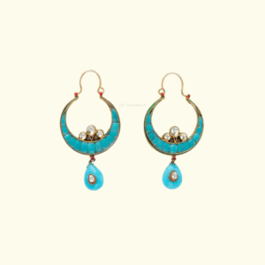 Turquoise Serenity Earrings by Gift Elegantly. Stylish turquoise blue chand bali (hoop) style earrings from the casual wear collection.