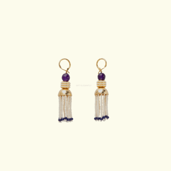 Earrings with purple stone and pearl hangings KER 142