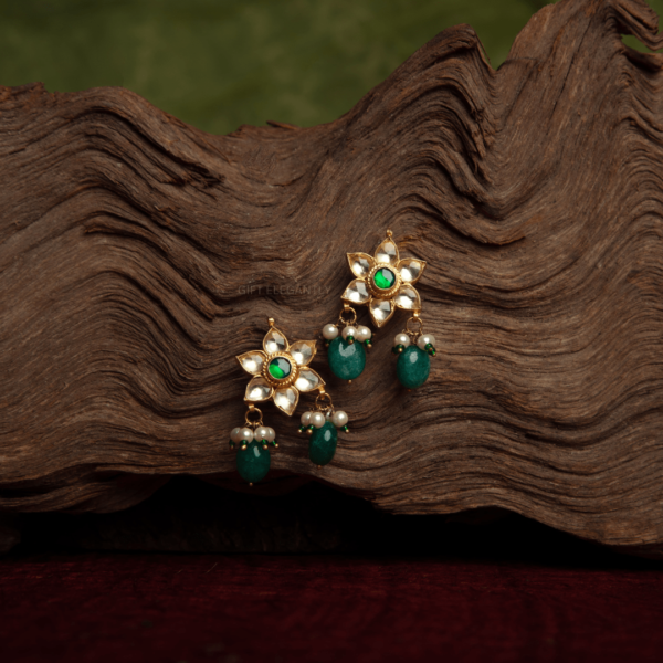 Polki earring with green stone KER 156