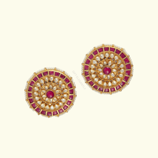 Polki earring with red stone KER 157