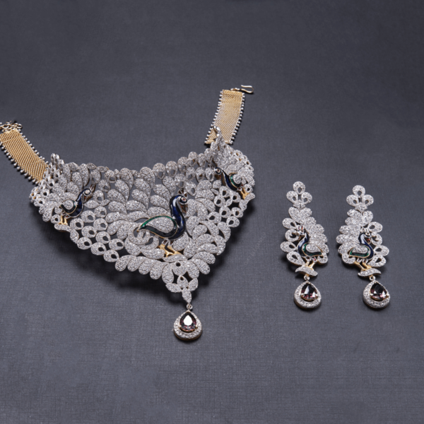 Grand Peacock Diamond Necklace Set by Gift Elegantly.