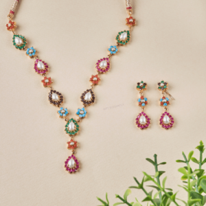 Multicolor Necklace Set with Pearls by Gift Elegantly.