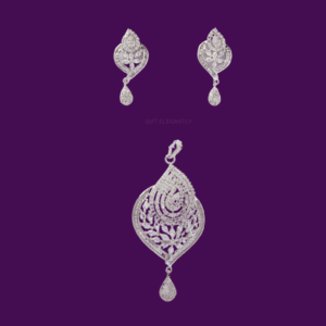 Gift Elegantly's Glacial Cascade Pendant Set features round and marquise-shaped diamonds in an elegant design. Perfect for casual wear and special occasions.