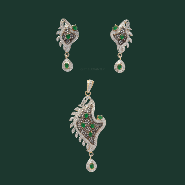 Diamond pendant set with green stone KPS 115