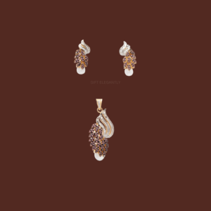 Tranquil Radiance Pendant Set by Gift Elegantly combines baguette diamonds, colored stone, and pearl in a unique design for casual elegance!