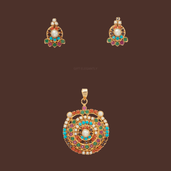 Multicolour stone pendant set KPS 121