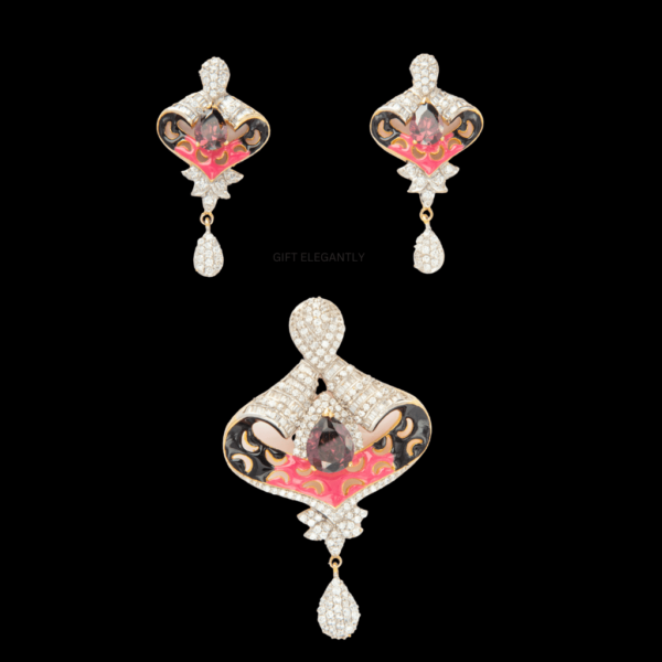 Diamond pendant set with red stone KPS 123