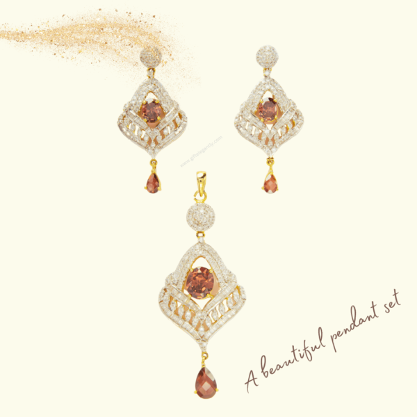 Diamond pendant set with orange stone