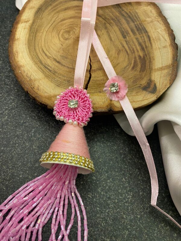 Pink crotia rakhi set