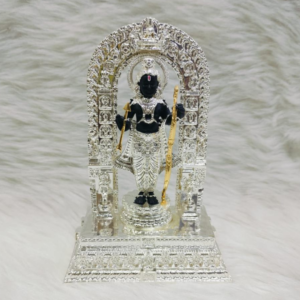 "Divine Ram Lalla Murti - 5-inch marble dust idol with silver and gold coatings"