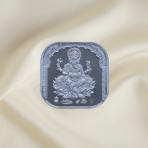 Ganesh ji square silver coin by Gift Elegantly