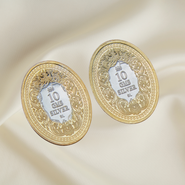 Gold polish oval silver coin by Gift Elegantly.