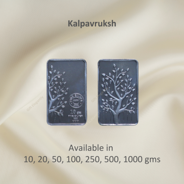 Kalpavruksh rectangle silver coin by Gift Elegantly.