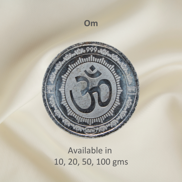 Om round silver coin by Gift Elegantly