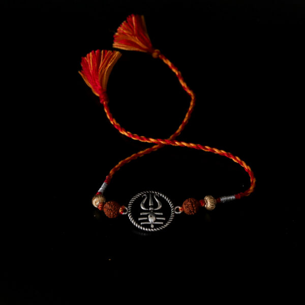 Silver Trishul Rudraksh Rakhi