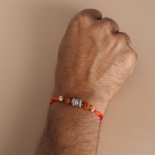 Rudraksh with Silver Beads Rakhi