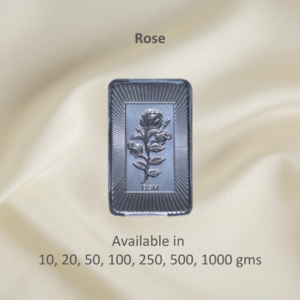 Rose rectangle silver coin by Gift Elegantly.