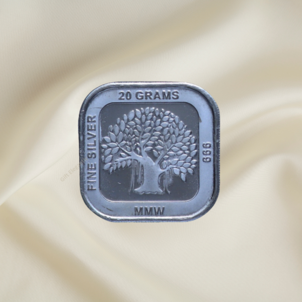 Tree square silver coin by Gift Elegantly