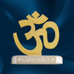 Om Symbol Brass Idol with a Corian base, ideal for home and office decor, and perfect for bulk and corporate gifting.