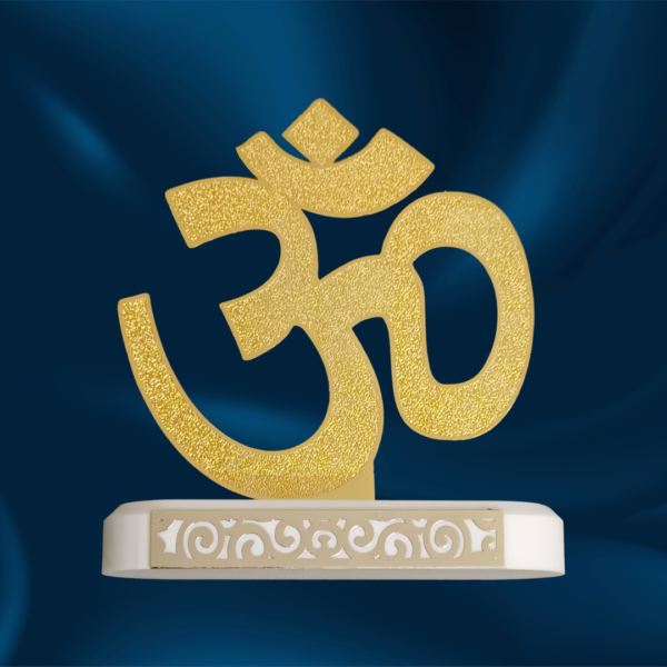 Om Symbol Brass Idol with a Corian base, ideal for home and office decor, and perfect for bulk and corporate gifting.