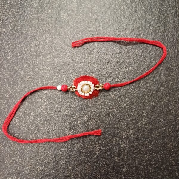 Pearl Red Resham Rakhi | Brother Rakhi | Pearl Work | Raksha Bandhan | Chakalia | Gift Elegantly