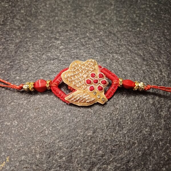Crimson Petal Resham Rakhi | Brother Rakhi | Embroidered Design | Handmade | Raksha Bandhan | Chakalia | Gift Elegantly - Image 2
