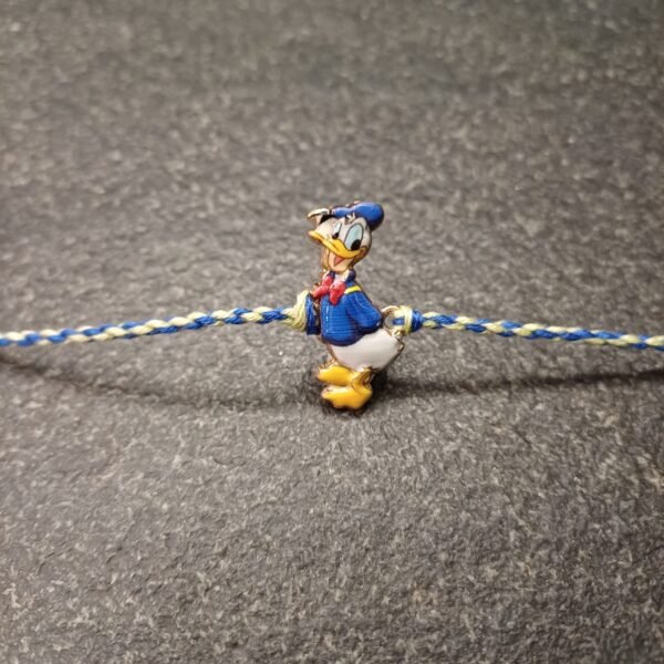 Donald Duck enamel rakhi on multicolour resham thread for kids