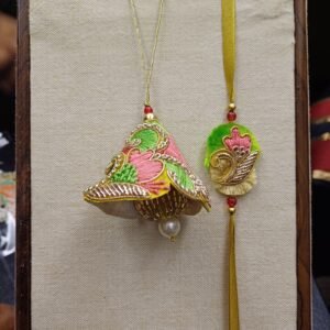 Floral Glow Rakhi Pair with colorful embroidery for Bhai and Bhabhi