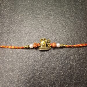 Shiv Rudraksh Moli Rakhi with Shivling charm and rudraksha beads on moli thread