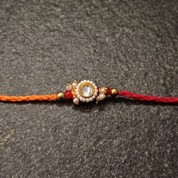Golden Pearl Kundan Rakhi | Brother Rakhi | Kundan Work | Traditional | Raksha Bandhan | 1 Piece | Chakalia | Gift Elegantly - Image 2