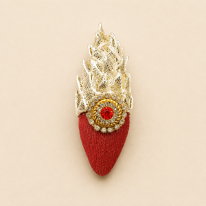 Red Crown Stone Decorated Rakhi Nariyal