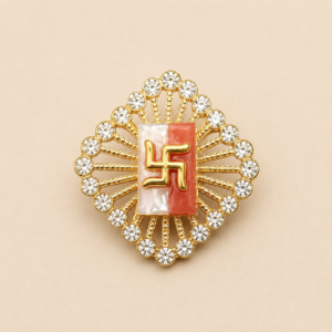 Gold Swastik Roli Chawal Holder