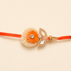 Festive Glow Orange Sequin Bhai Rakhi