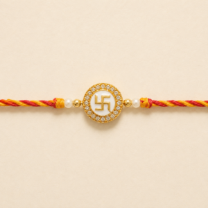Auspicious Swastik Pearl Bhai Rakhi