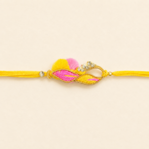 Happy Memories Pink Yellow Leaf Bhai Rakhi