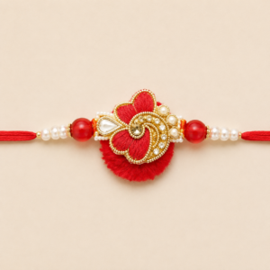 Heartfelt Red Bloom Bhai Rakhi
