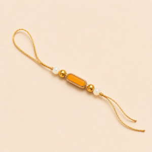 Graceful Promise Orange Bead Bhai Rakhi
