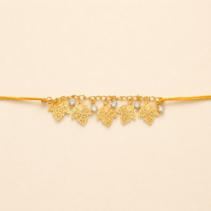 Blessed Bond Golden Leaf Charm Bhai Rakhi