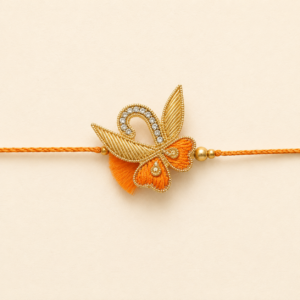 Radiant Love Orange Butterfly Bhai Rakhi