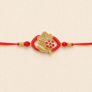 Heartfelt Shine Red Floral Leaf Bhai Rakhi