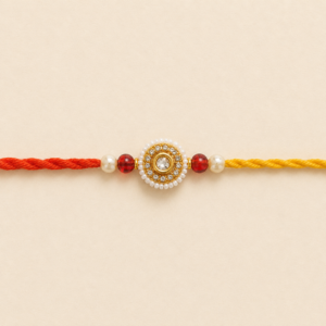 Eternal Blessing Red Kundan Pearl Bhai Rakhi