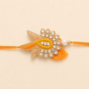 Bright Affection Orange Paisley Pearl Bhai Rakhi