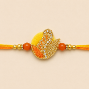 Bright Affection Orange Leaf Bhai Rakhi