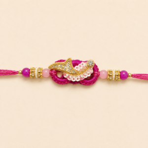Royal Pink Embroidered Bhai Rakhi