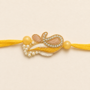 Golden Promise Yellow Paisley Bhai Rakhi