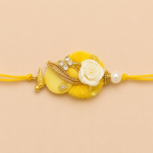 Joy Yellow Rose Leaf Bhai Rakhi