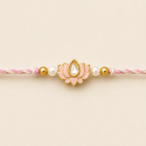 Serenity Pink Lotus Stone Bhai Rakhi